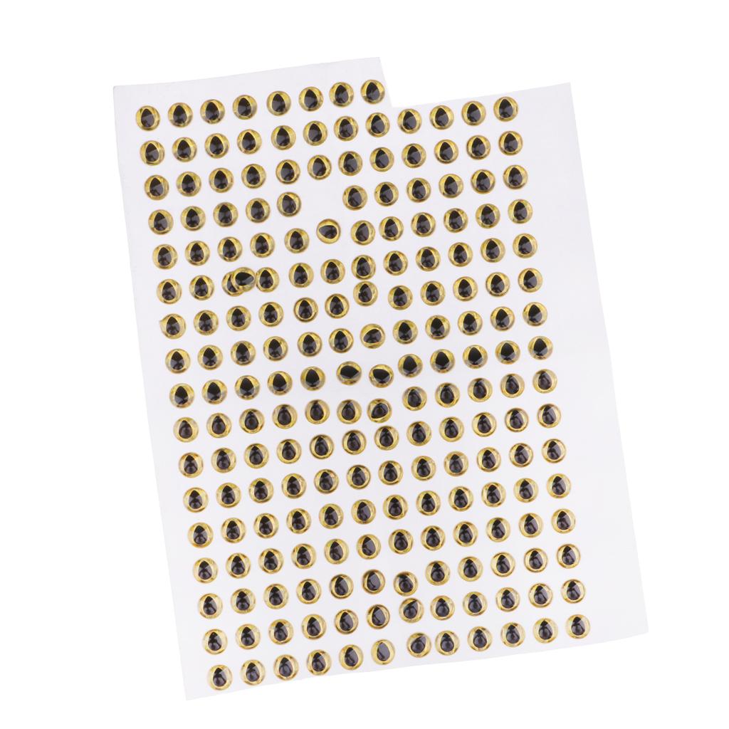200ps Fishing Lure Eyes 3D Holographic Eyes Fly Tying Jigs DIY Crafts gold