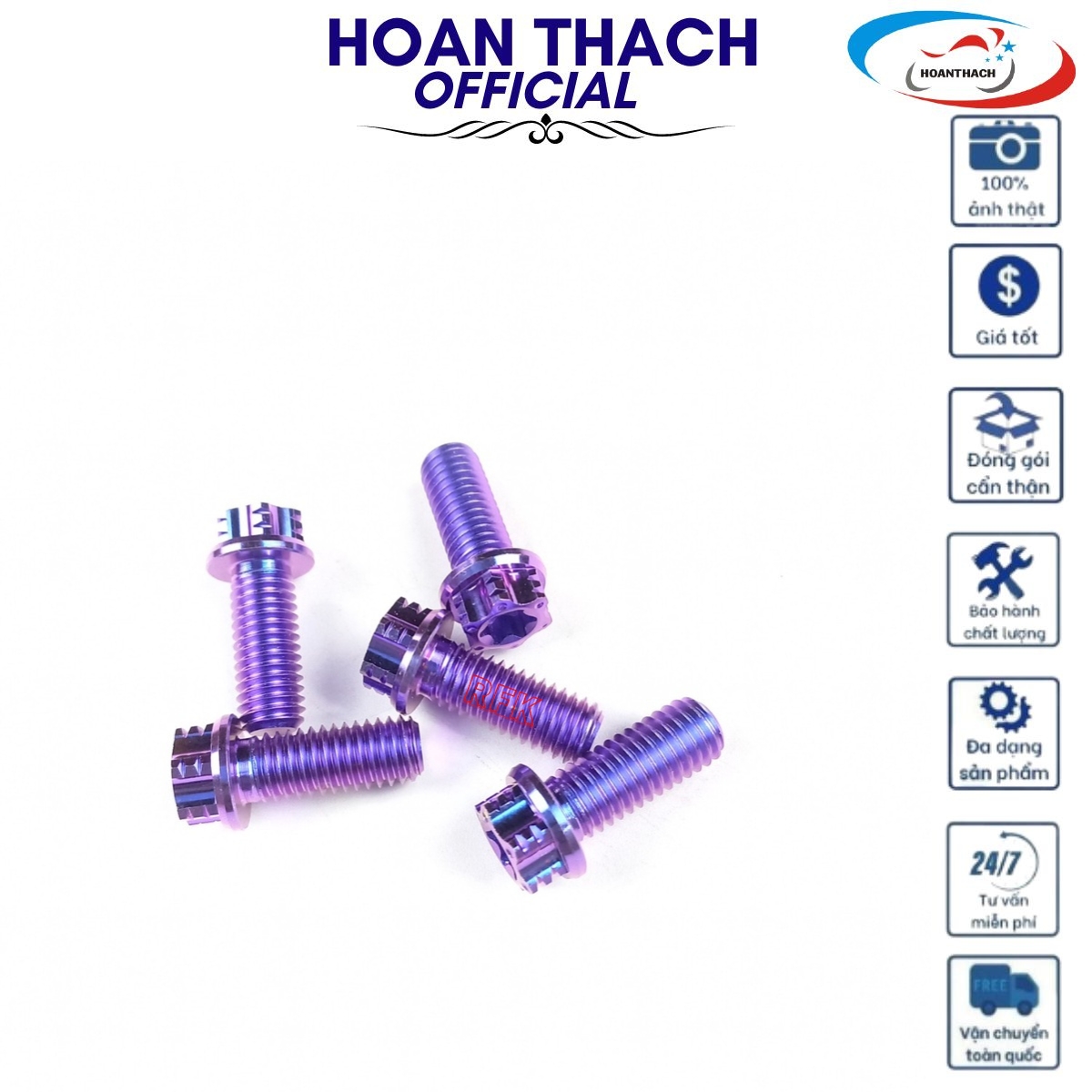 Ốc titan gr5 8L40 đầu Probolt lục bảo lá Dùng cho nhiều dòng xe  SP007942 (giá 1 con)