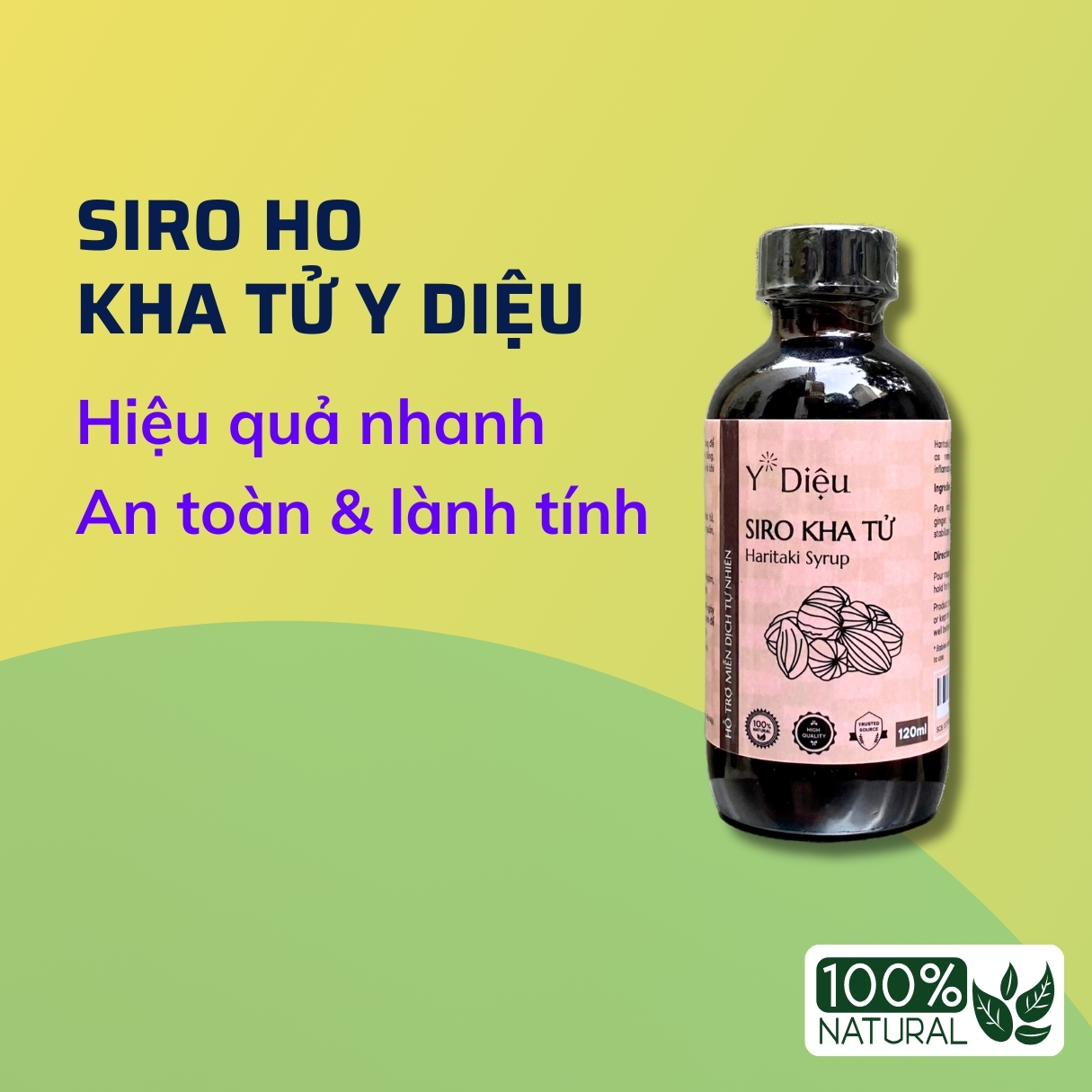 Siro ho kha tử Y Diệu, siro ho thảo dược giảm ho, viêm họng hiệu quả và lành tính