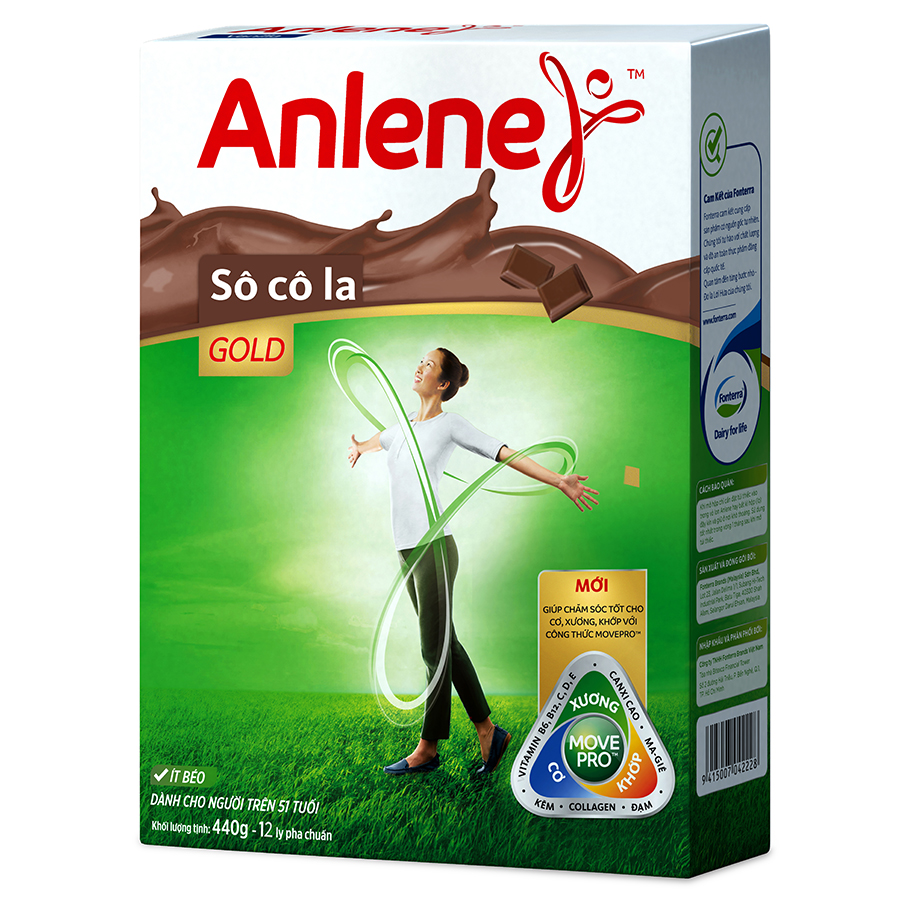 Sữa Bột Anlene Gold Movepro Hương Chocolate (Hộp Giấy 440g)