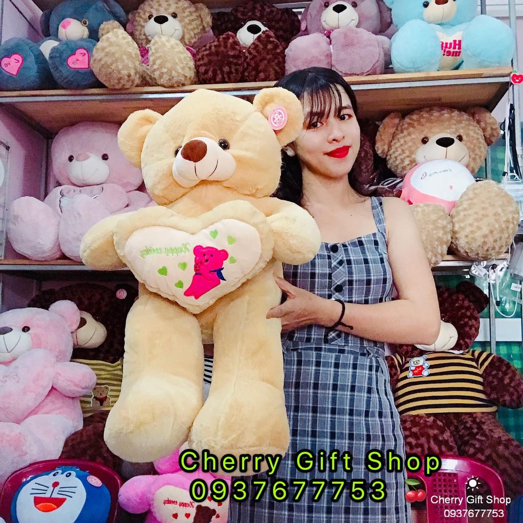 Gấu Bông Teddy Ôm Tim Cao Cấp 90cm Ảnh Shop Chụp
