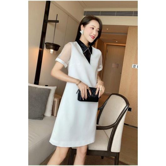 ĐẦM SUÔNG TAY LƯỚI CỔ ĐÍNH ĐÁ