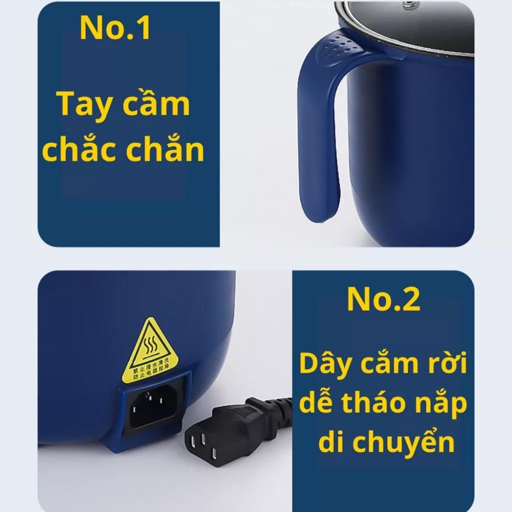 Nồi lẩu mini,nồi lẩu điện 2 nấc nhiệt 18cm chống dính thế hệ mới có tay cầm tặng kèm giá hấp tiện dụng bảo hành 12 tháng