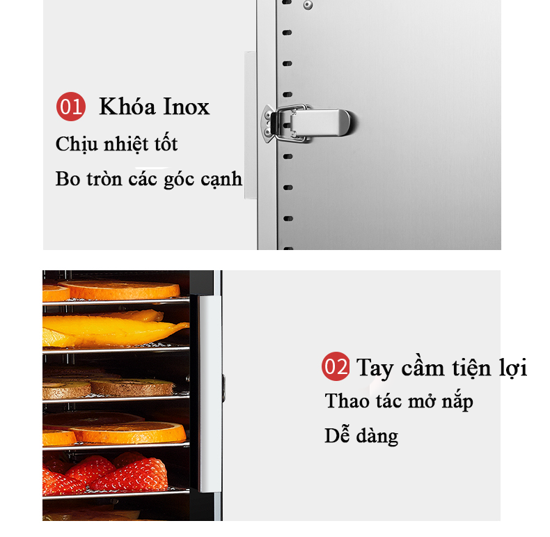 Máy sấy thực phẩm inox 12 khay sấy Septree ST-06 - Sấy hoa quả, dược liệu, khô gà, khô bò.. Phiên bản tiếng anh xuất Châu Âu - Hàng chính hãng nhập khẩu