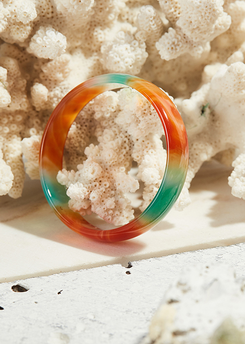 Vòng tay mã não tam tài bản hẹ dày 10mm - Ngọc Qúy Gemstones