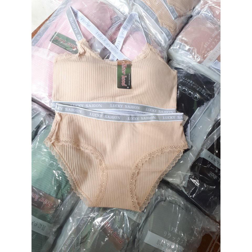 Set bộ đồ lót nữ thun gân tăm siêu đẹp lucky saigon dành cho phái đẹp