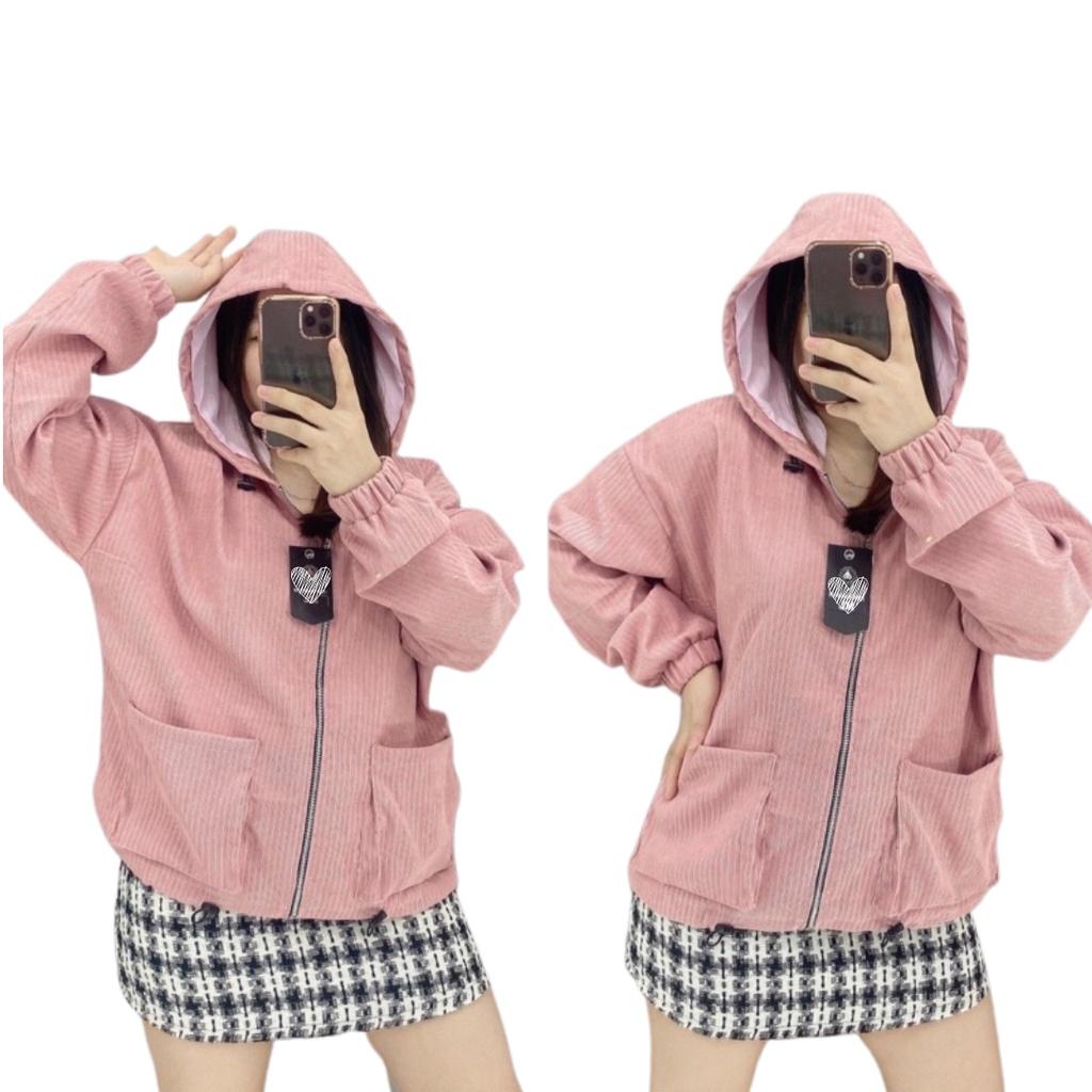 Áo Khoác Cardigan Nhung Tâm Cho Nữ Phong Cách Ulzzang Phù Hợp Đi Đà Lạt, Dạo Biển, Có Nón Túi Trong