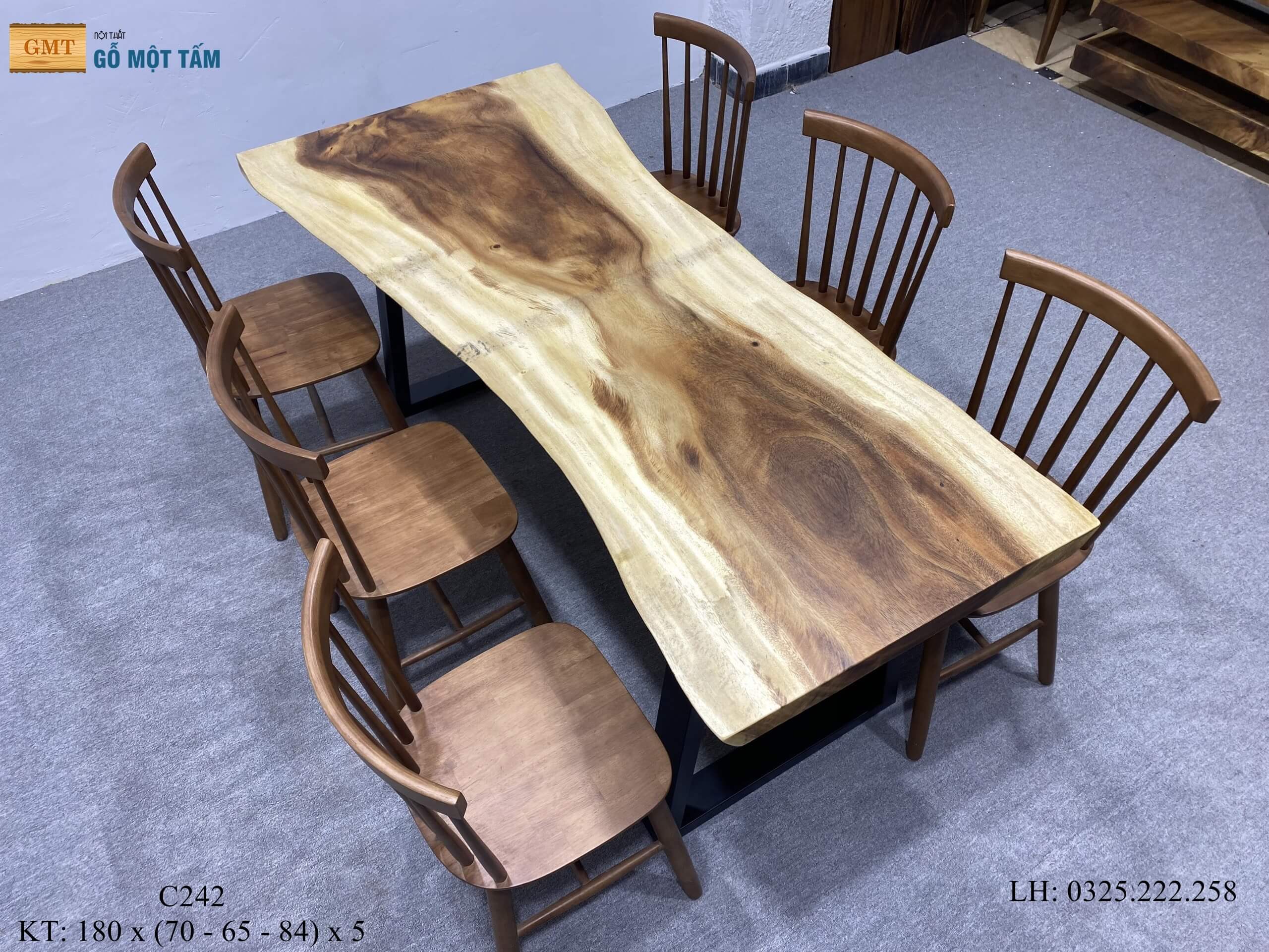 Bàn Sân Vườn Gỗ Me Tây, Bàn Cafe Gỗ Me Tây, Bàn Gỗ Me Tây Nguyên Tấm Dài 1,8m Rộng 84cm Dày 5cm