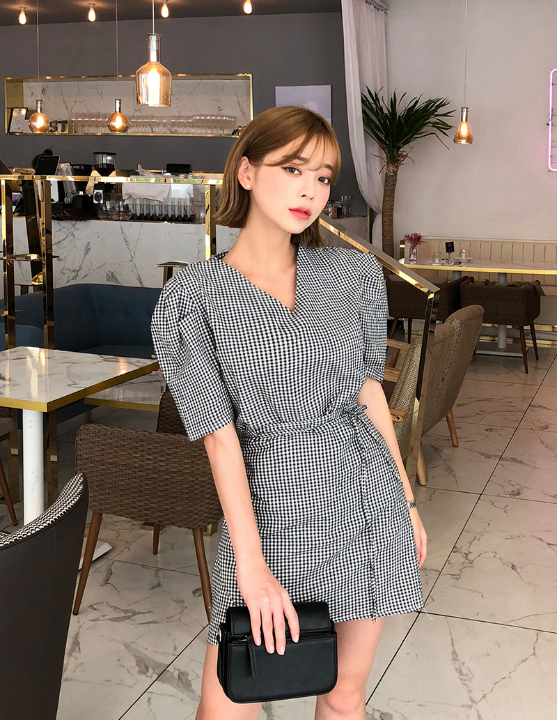 Đầm tay ngắn sọc đen GAOTA DRESS