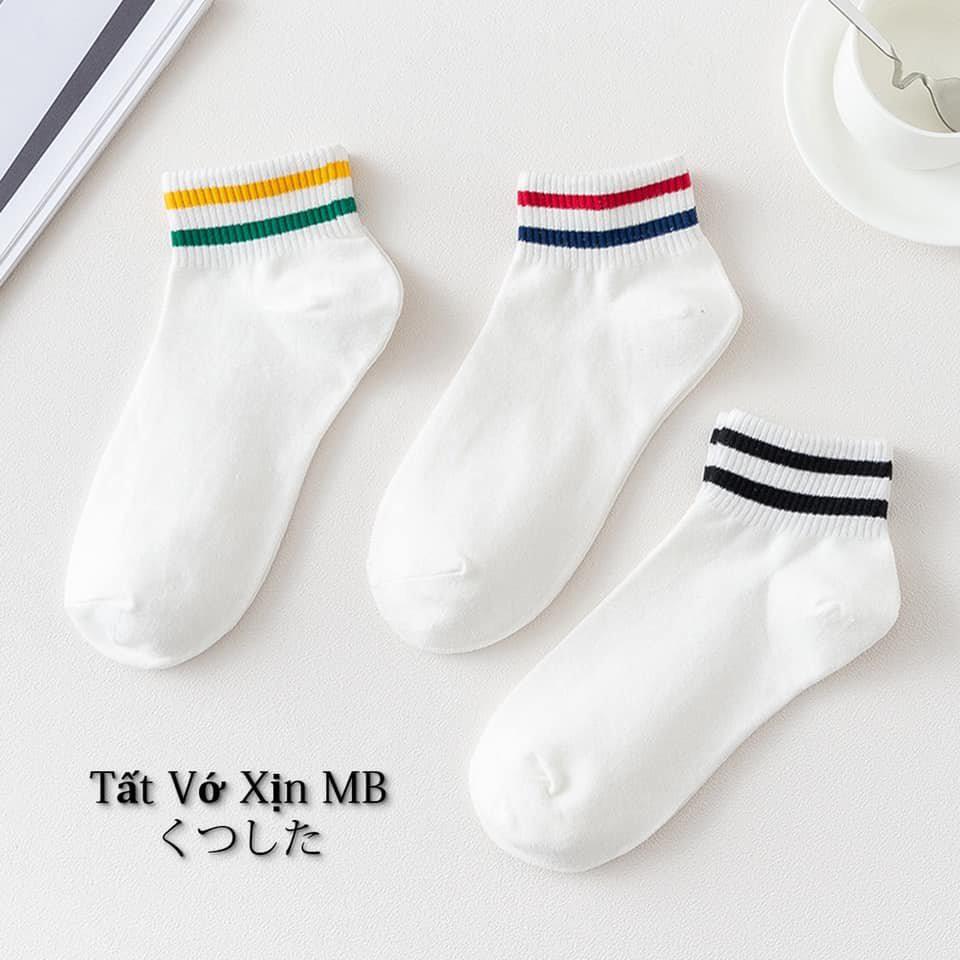 Tất cổ ngắn trắng sọc