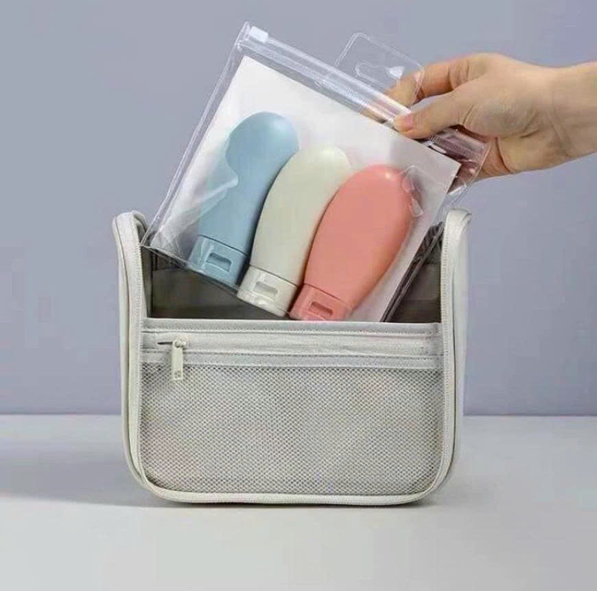 Set 3 lọ chiết dầu gội sữa tắm, combo 3 tuýt chiết mỹ 60ml kèm túi zip tiện lợi