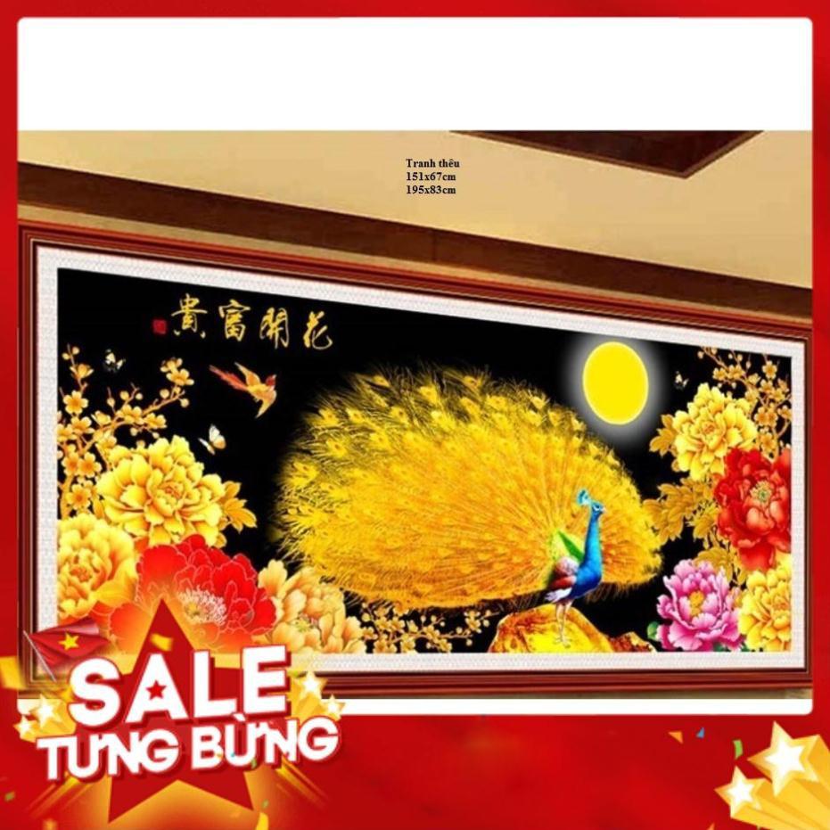 Tranh thêu chữ thập chim công hn0840 195x83cm