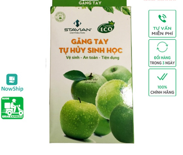 Găng Tay Tự Hủy Sinh Học vệ sinh - an toàn - tiện dụng hộp 100g