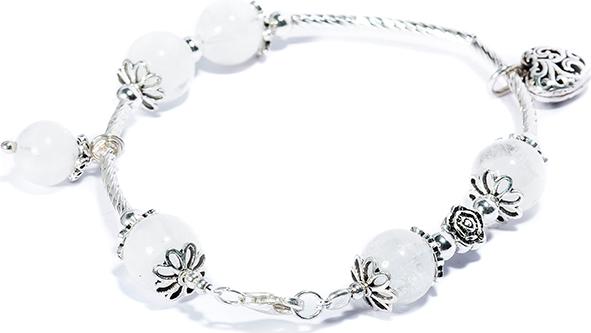 Vòng tay Thạch anh ưu linh trắng mix charm bạc BRGC08M02 VietGemstones