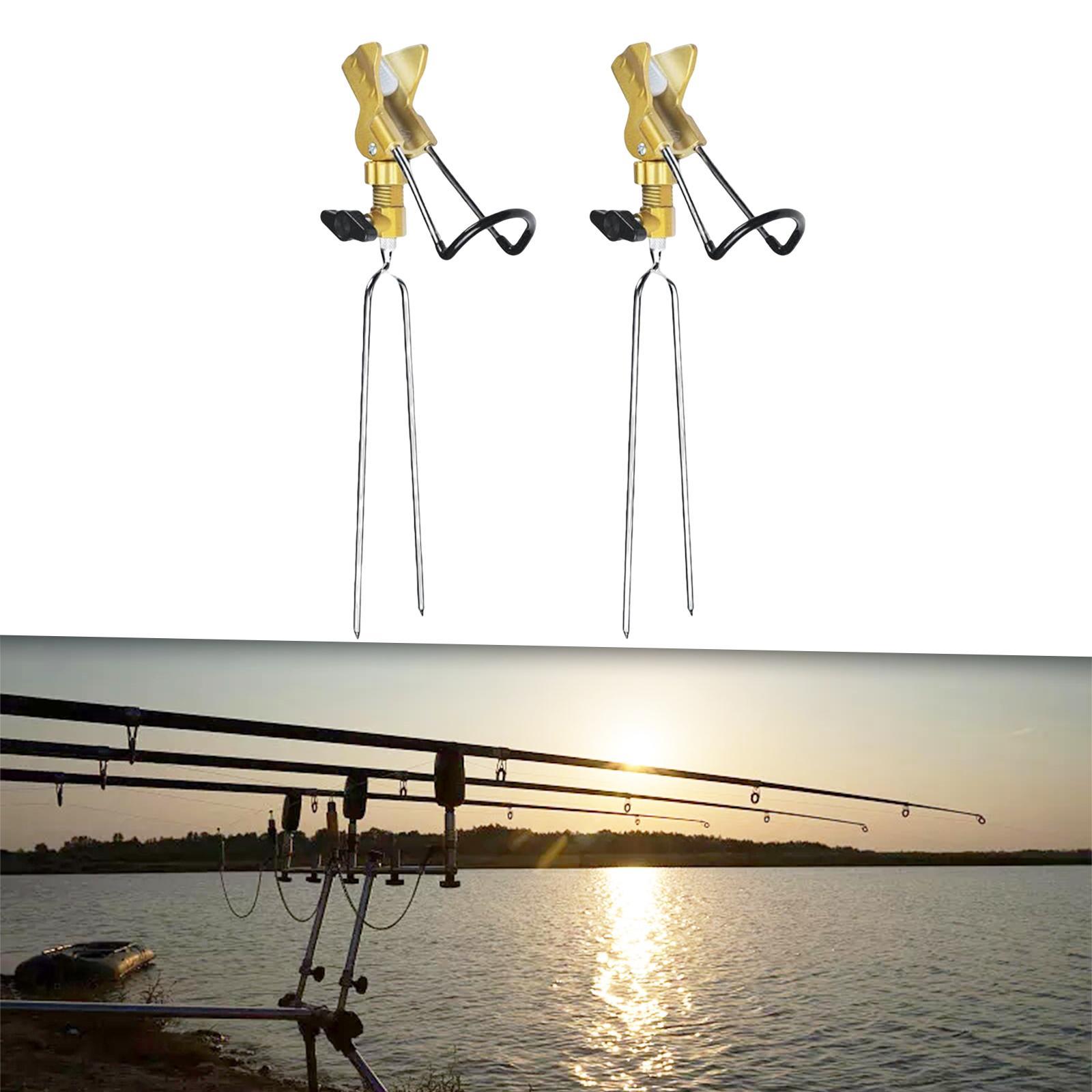 2Pcs Fishing Rod Holder Support Stand Fishing Pole Holder Golden