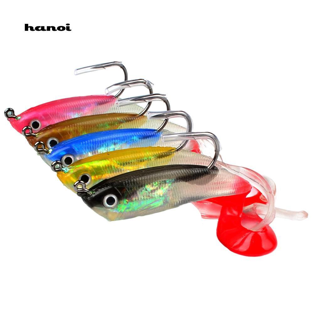 Set 5 Mồi Giả Nhử Cá 10Cm Bằng Nhựa Mềm Gắn Kèm Móc Câu