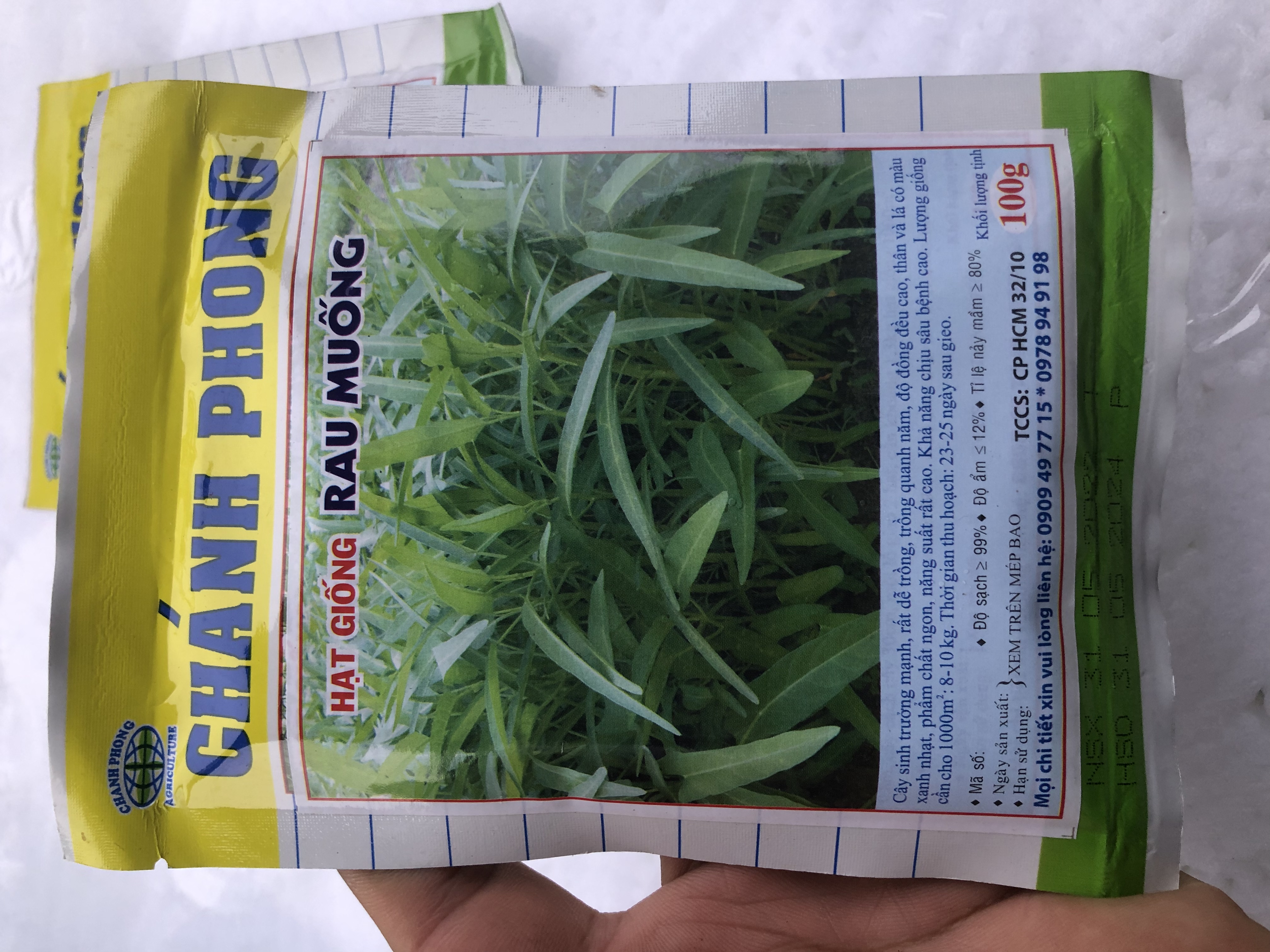 Hạt giống rau muống 100gr chanh nông