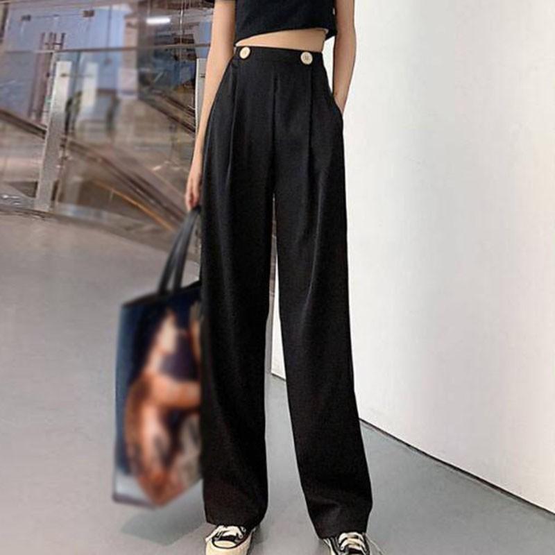 Quần Dài Lưng Cao Ống Rộng Thời Trang Mùa Hè Hàn Quốc Dành Cho Nữ