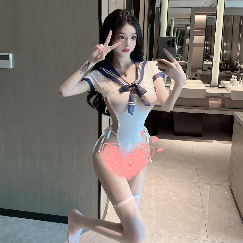 Tặng Kèm Tất Trắng - Bodysuit Sexy Đẹp Quyến Rũ Và Gợi Cảm,Set Đồ Ngủ Gợi Cảm, Set Áo Liền Quần Co Dãn Sexy C053