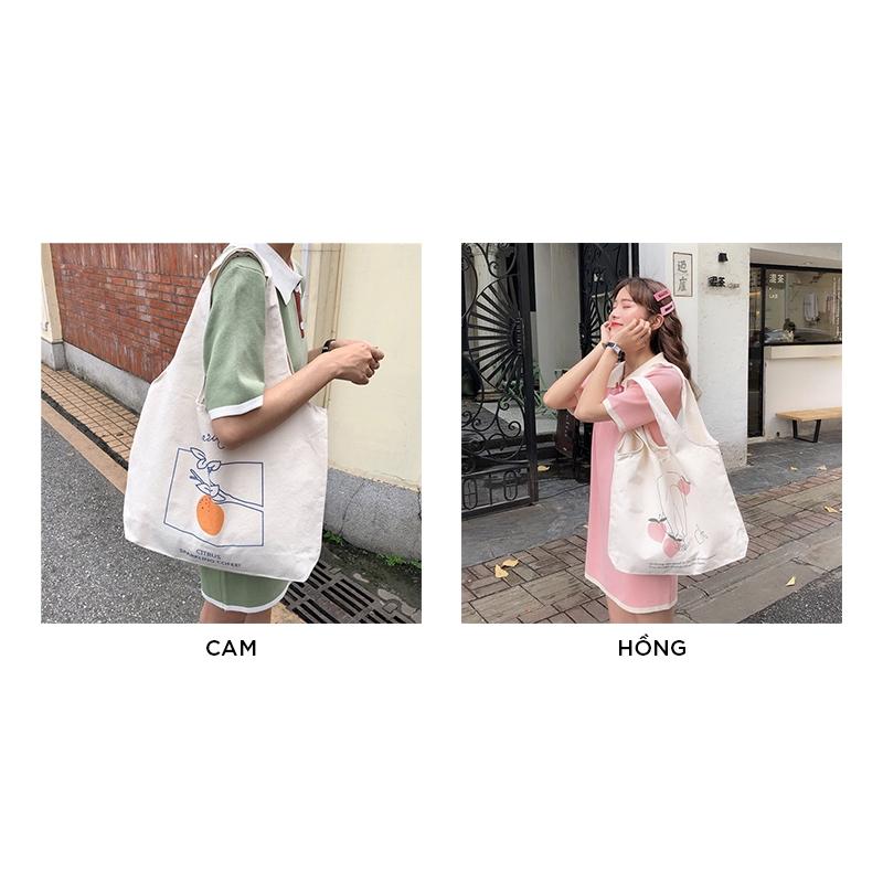 Túi tote vải đeo chéo canvas bag đi học 2020