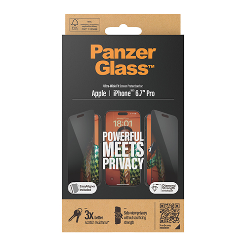Kính Cường Lực PanzerGlass Chống Nhìn Trộm dành Cho Iphone 15 Pro Max (Full) - Hàng Chính Hãng