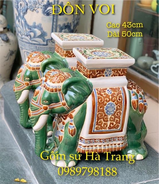 Đôn voi gốm sứ cao 43cm dài 50cm