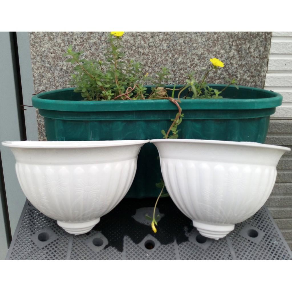 Combo 2 chậu trồng hoa ốp tường lớn trắng 30 x 20cm