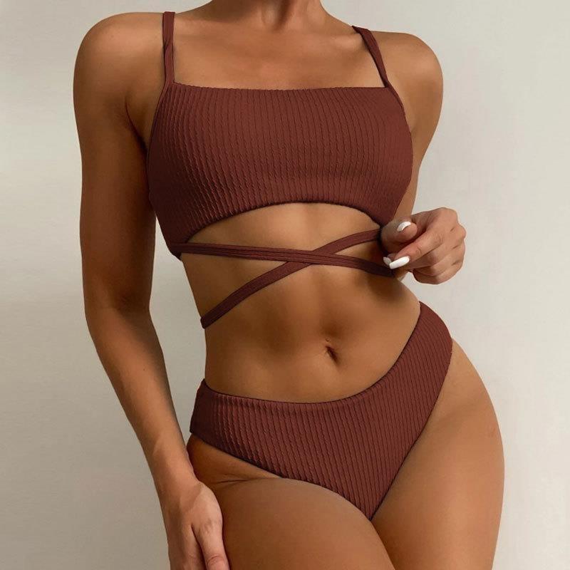 Đồ bơi nữ, bikini sexy 1 mảnh liền thân tôn dáng 2 dây buộc eo Ne