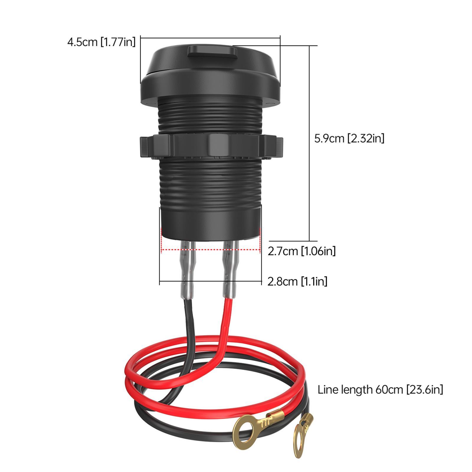 USB Charger Socket PD Type C + QC 3.0 with LED Backlight for Motorcycle