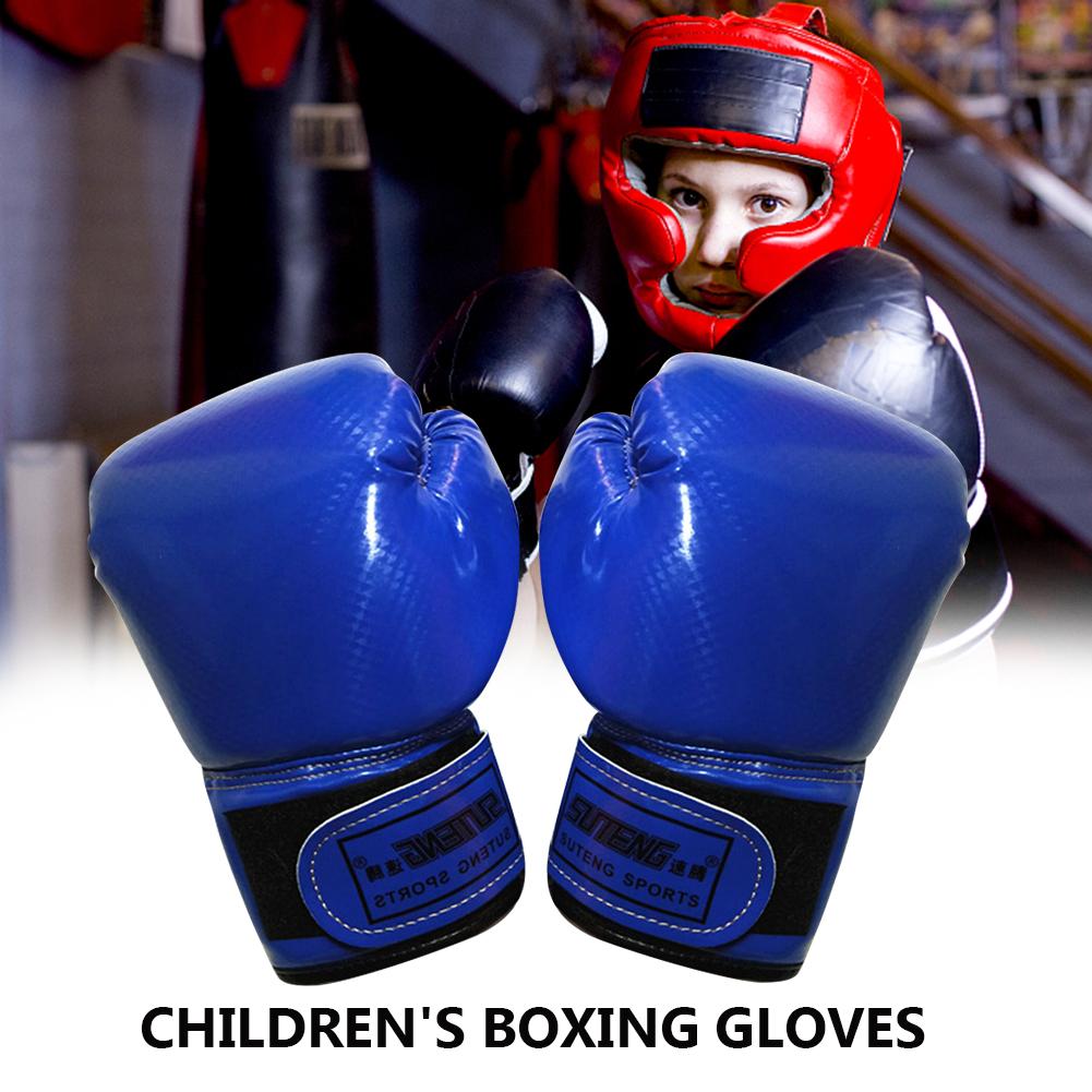 Trẻ em tay bảo vệ găng tay có thể đeo được PU Sponge huấn luyện găng tay sparring găng tay nước mắt thiết bị thể thao bền bỉ Color: Blue