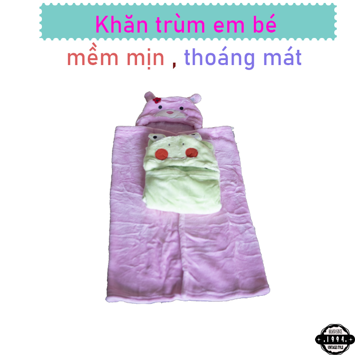 Khăn trùm em bé kiểu dáng cute có nón