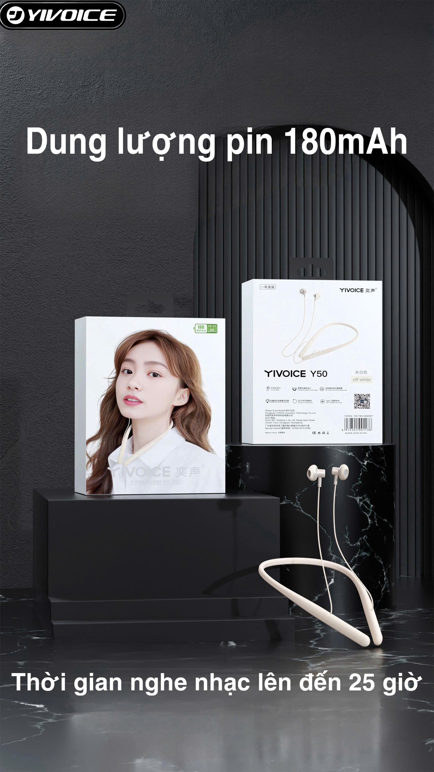 Tai Nghe Yivoice Y50 và Yivoice Y60 Bluetooth Thể Thao Choàng Cổ  (Hàng chính hãng)