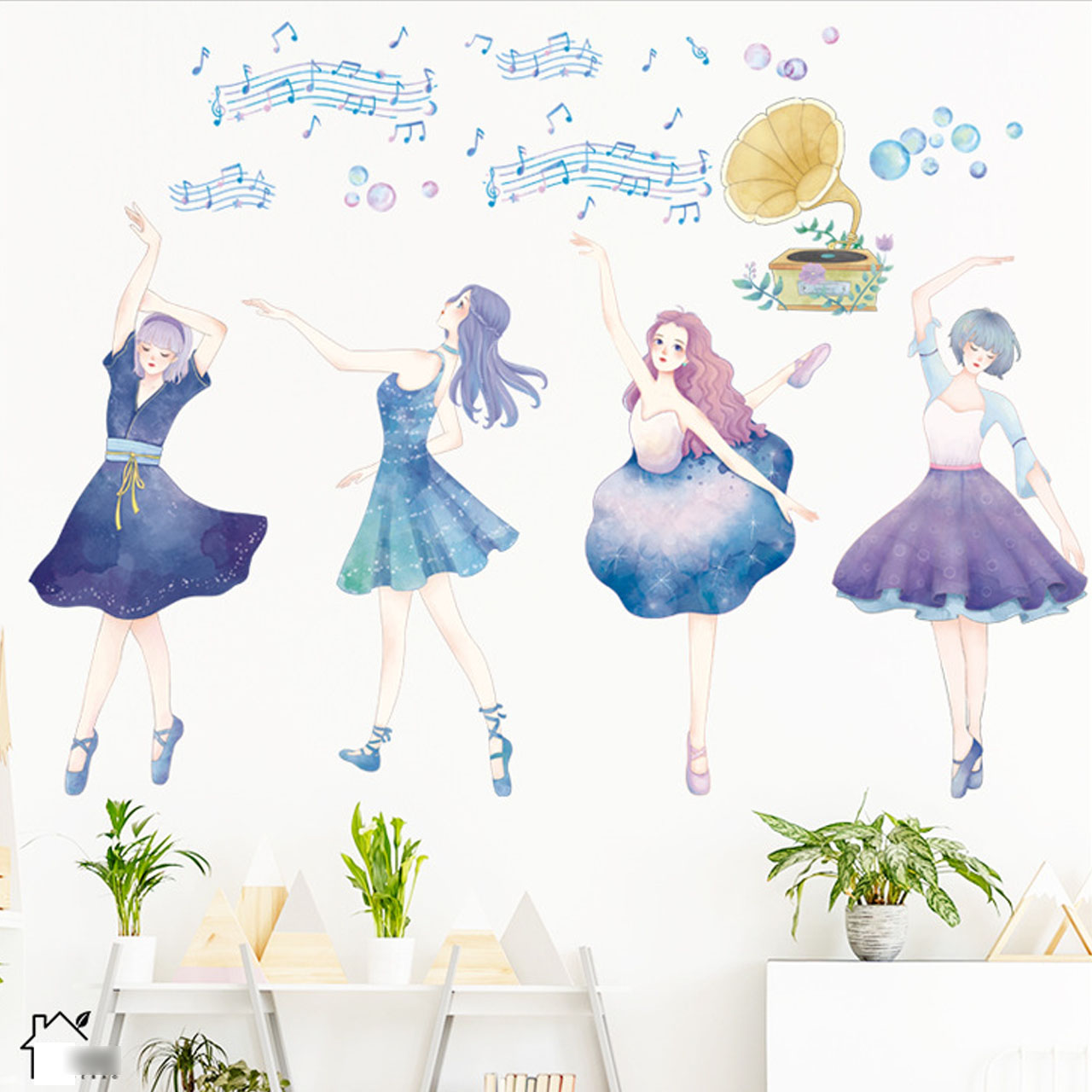 Decal dán tường trang trí phòng ngủ, lớp mầm non- Công chúa- mã sp LV115