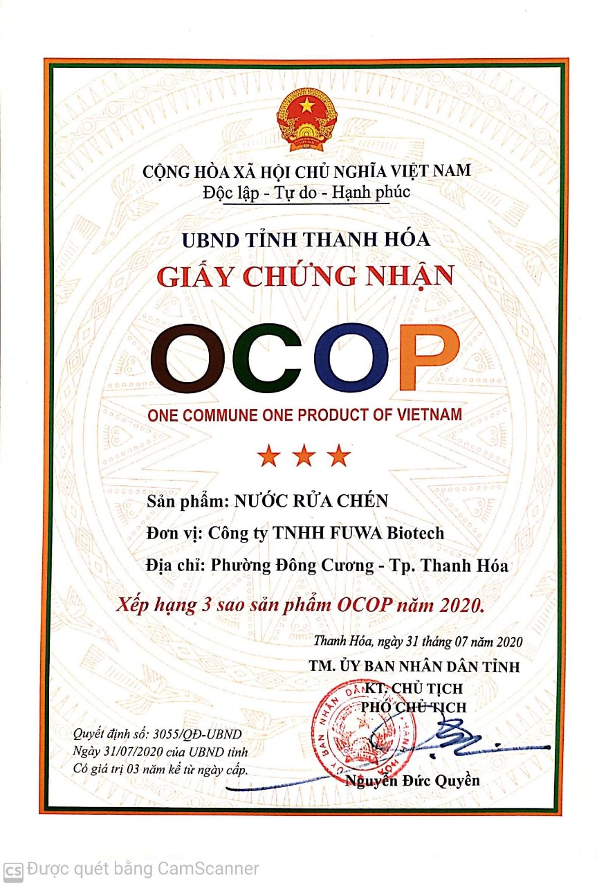 Nước rửa chén hữu cơ enzyme sinh học dứa Fuwa3e 10L