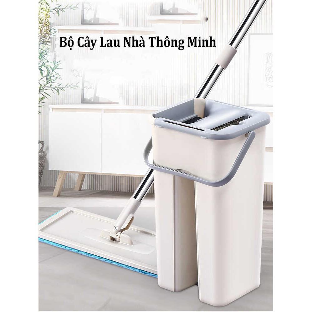 Bộ Cây Lau Nhà Thông Minh Kèm Thùng Vắt 2 Ngăn - Hàng Chất Lượng