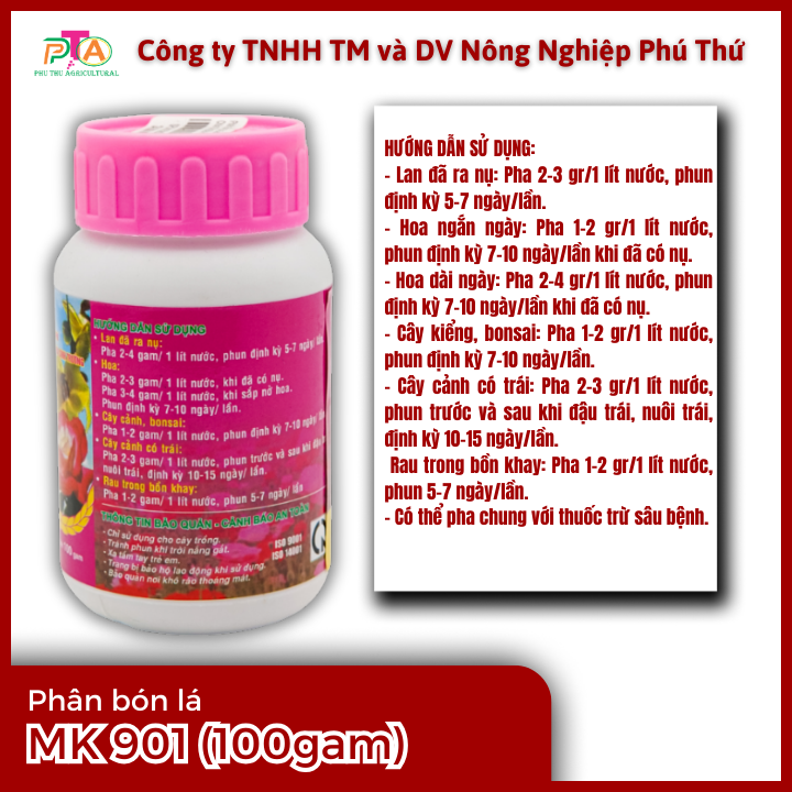 Phân Bón Lá Cao Cấp Có Chứa Chất Điều Hòa Sinh Trưởng Đầu Trâu MK 901 Hũ 100gam