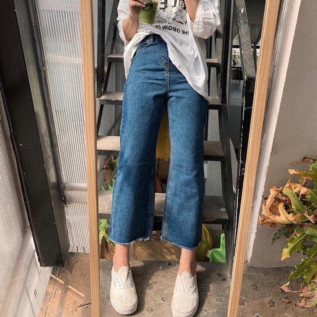QUẦN JEANS ỐNG RỘNG LƯNG SIÊU CAO- chất mềm giãn nhiều