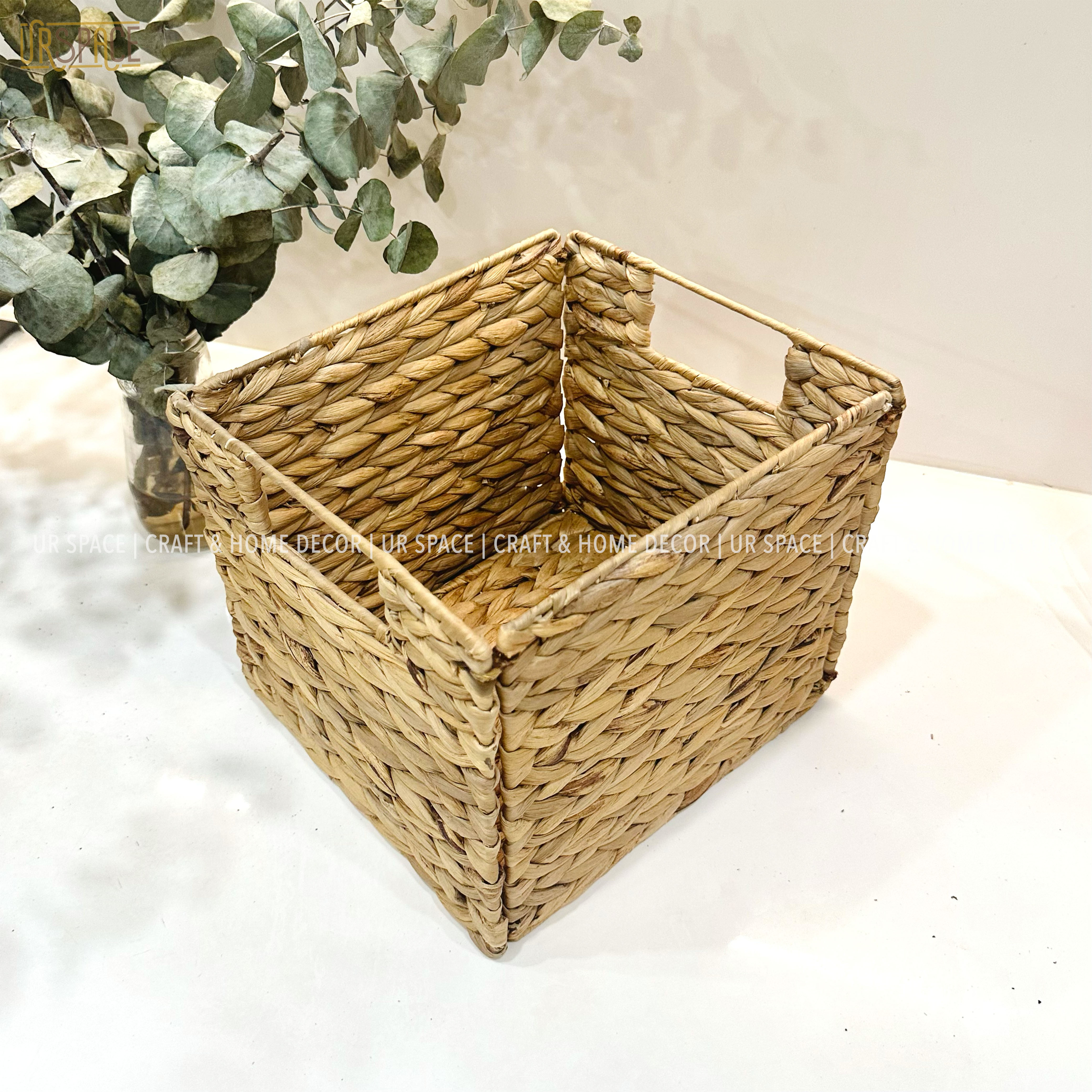 Sọt lục bình đựng đồ URSPACE hình chữ nhật trang trí decor sắp xếp không gian / RECTANGLE HYACINTH FOLDING BASKET
