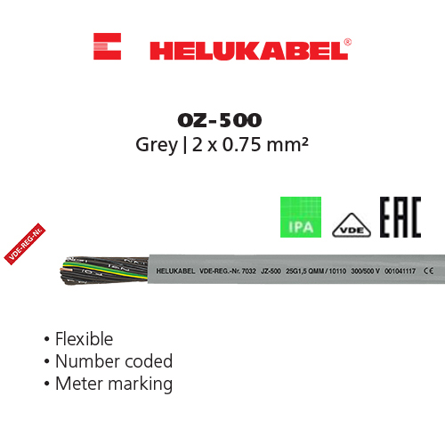 Dây cáp điều khiển HELUKABEL OZ-500 | Grey | 2 X 0.75 mm²