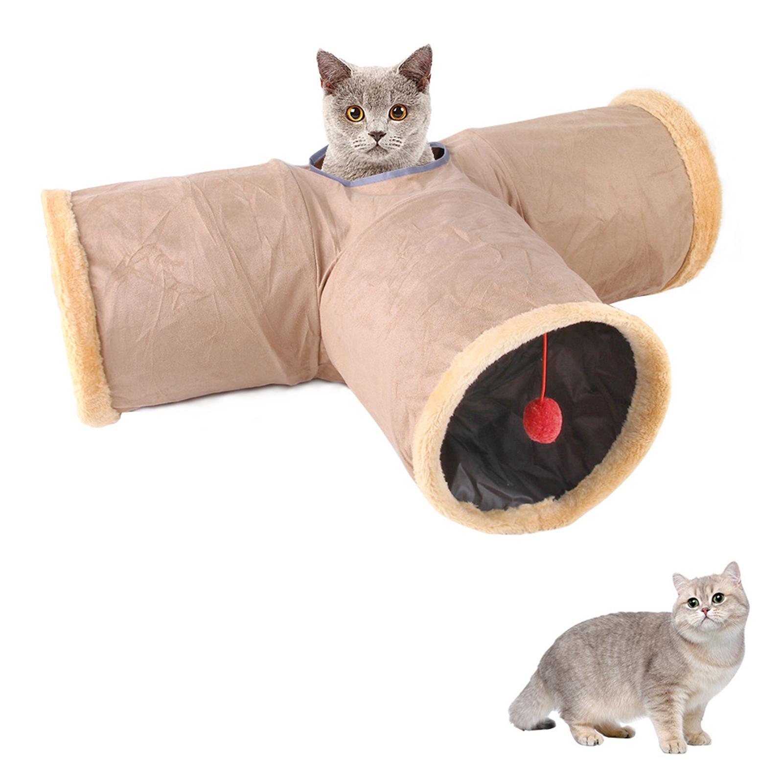 Cat Tunnel Tube for Indoor Cats, Cat Toys 3 Way Collapsible, Kitty Tunnel Cat Pet Toys Peek Hole Toy for Puppy, Kitten, Rabbit