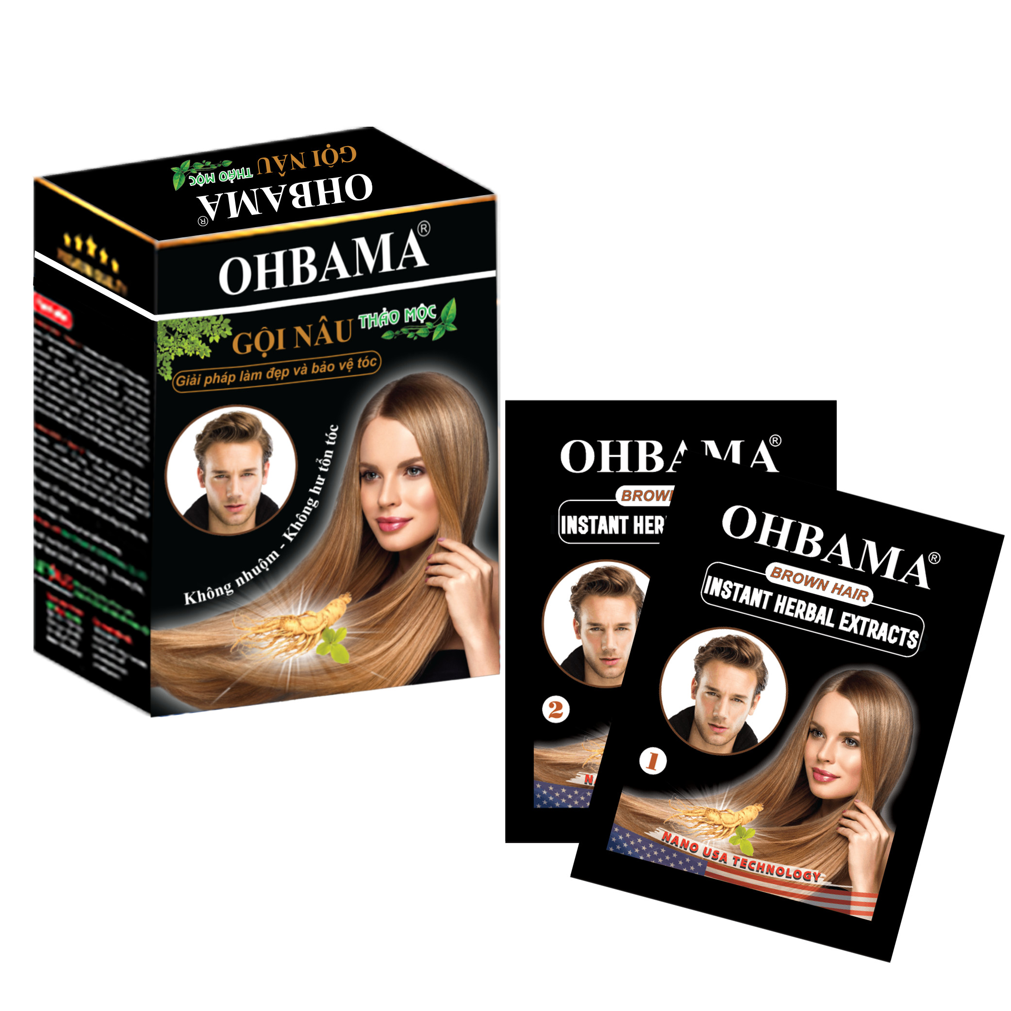 Dầu Gội Đầu Giúp Tóc Nâu OHBAMA CHÍNH HÃNG - Gội Là Nâu OHBAMA