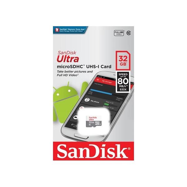 Thẻ nhớ Micro SDHC Sandisk Class 10 Ultra 80MB - 32GB - Hàng chính hãng