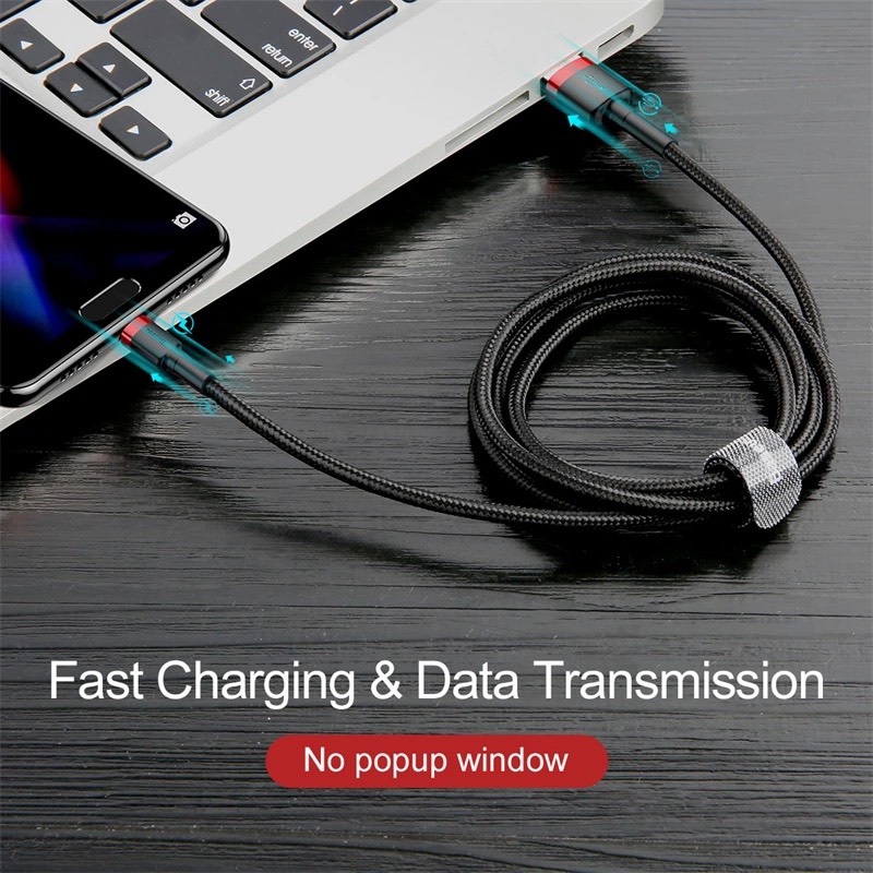 Cáp sạc nhanh Baseus Cafule Micro USB cho Smartphone Android Samsung/ Xiaomi/ Oppo/ Asus/ Huawei (2.4A, Quick charge 3.0, Đâu Micro USB cắm 2 chiều)  Hàng Chính Hãng