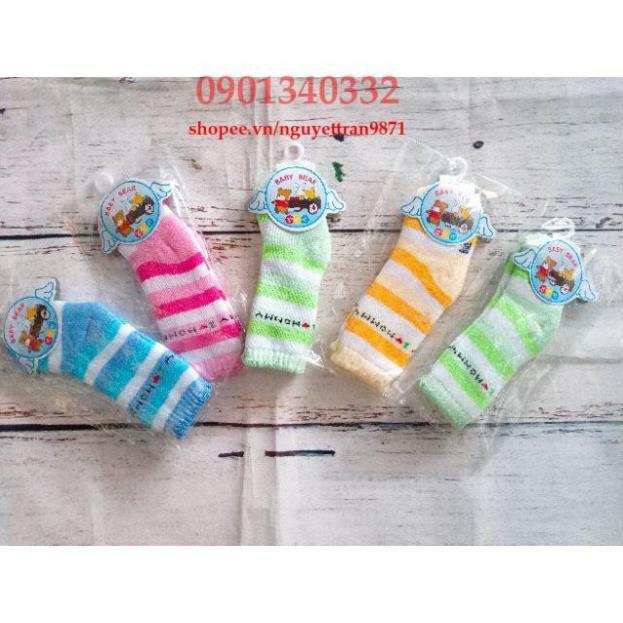 Set 5 đôi vớ sọc cổ cao cho bé sơ sinh 0~6 tháng
