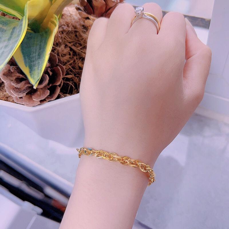Lắc tay xoắn lá mạ vàng 18k xi bạch kim bền màu