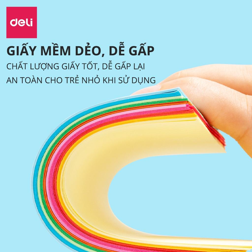 Giấy thủ công 100 tờ học sinh nhiều kích cỡ Deli - Có khổ A4 , giấy gấp origami , giấy gấp hạc hoa động vật - 83631 / 83632 / 83633 / 83634