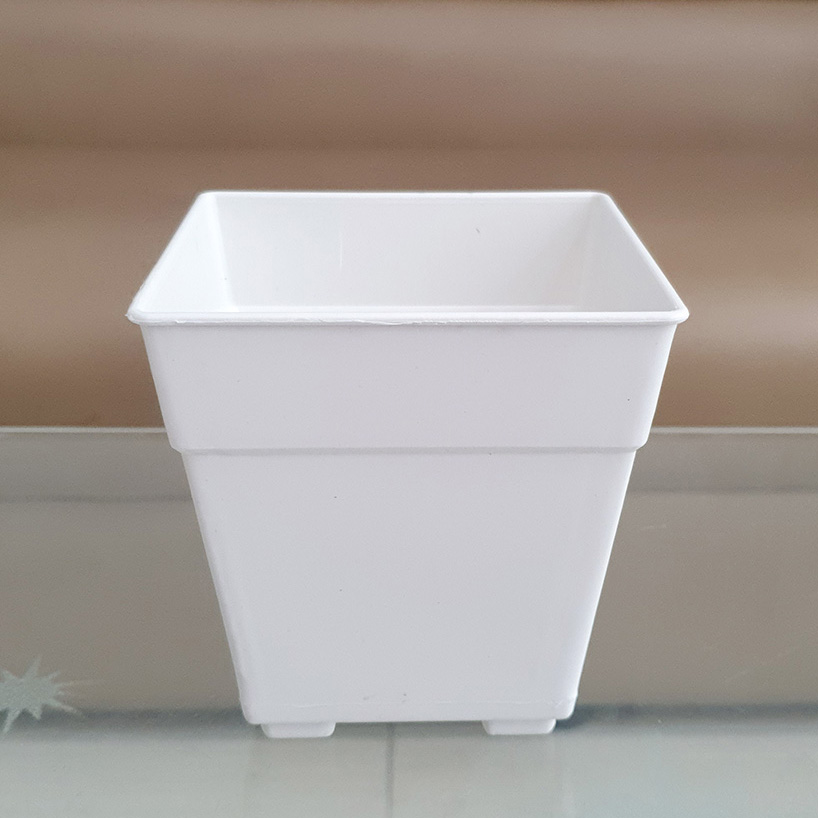 Combo 10 chậu hoa nhựa vuông trắng 17x18cm