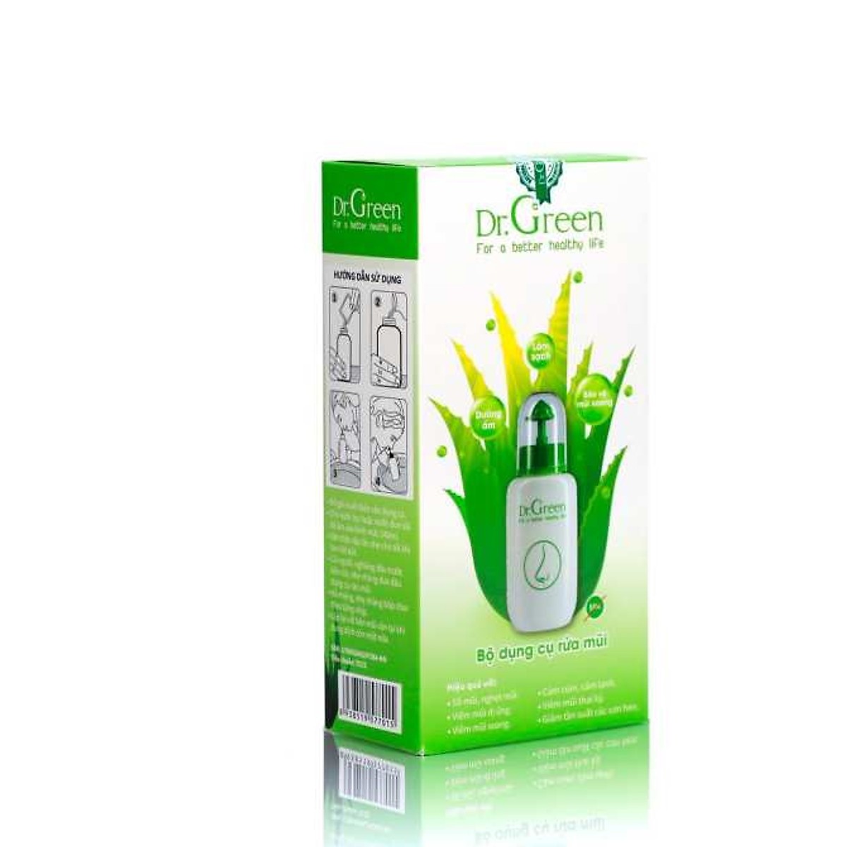 Combo Bình rửa mũi Dr.green + 40 gói muối nha đam