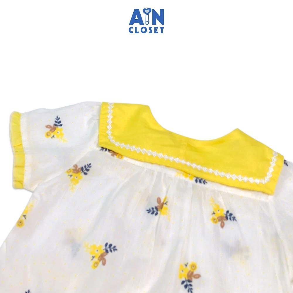 Bộ quần áo ngắn bé gái họa tiết Hoa Lan vàng cổ sen cotton boi - AICDBGAMDRSA - AIN Closet