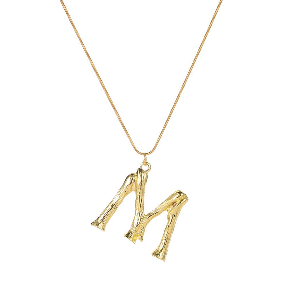 Gold Alphabet M-S Letter Pendant Necklace Snake Chain Necklace
